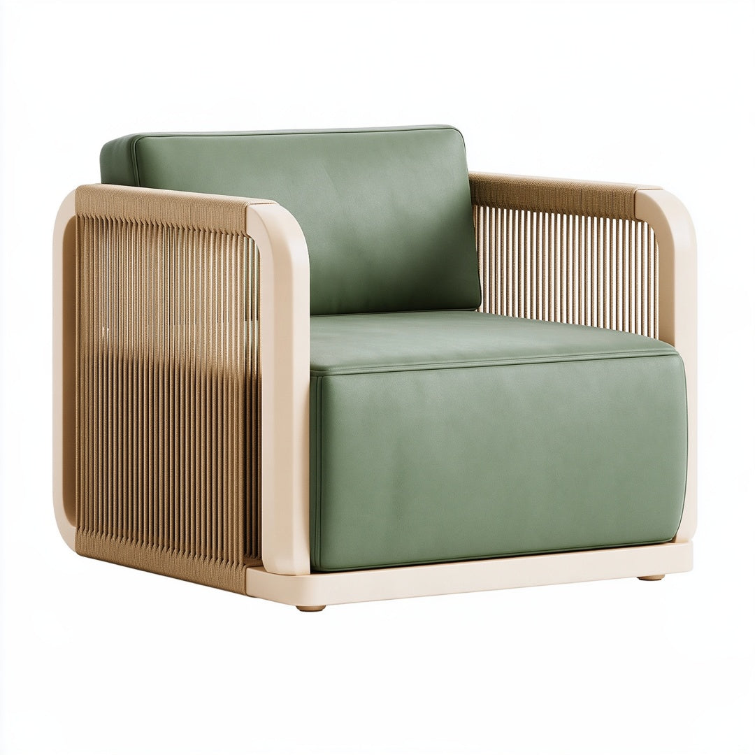 Poltrona 85 x 80 x 75 cm in similpelle verde con corda stile moderno