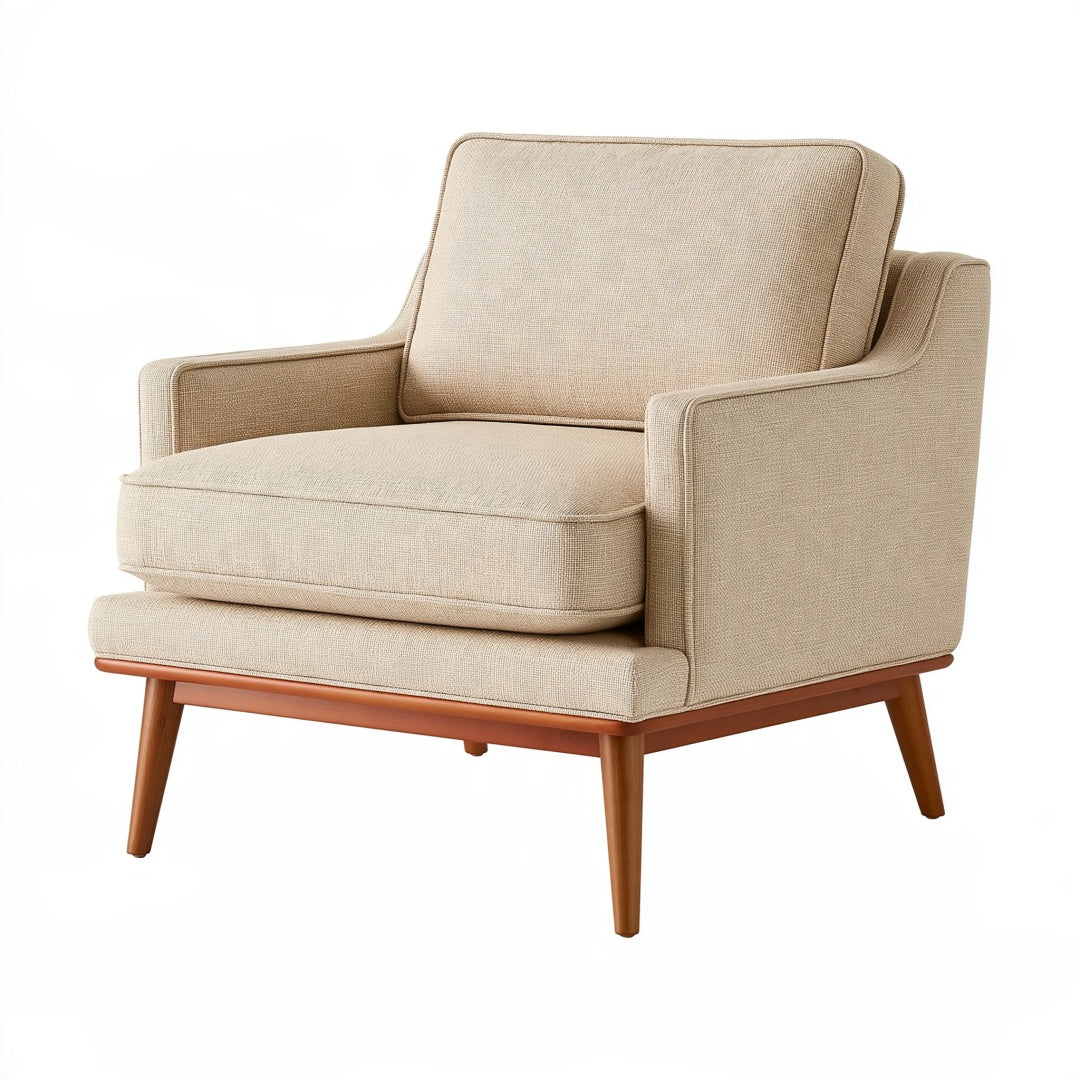 Poltrona 85 x 80 x 88 cm in tessuto beige con gambe in legno - stile moderno
