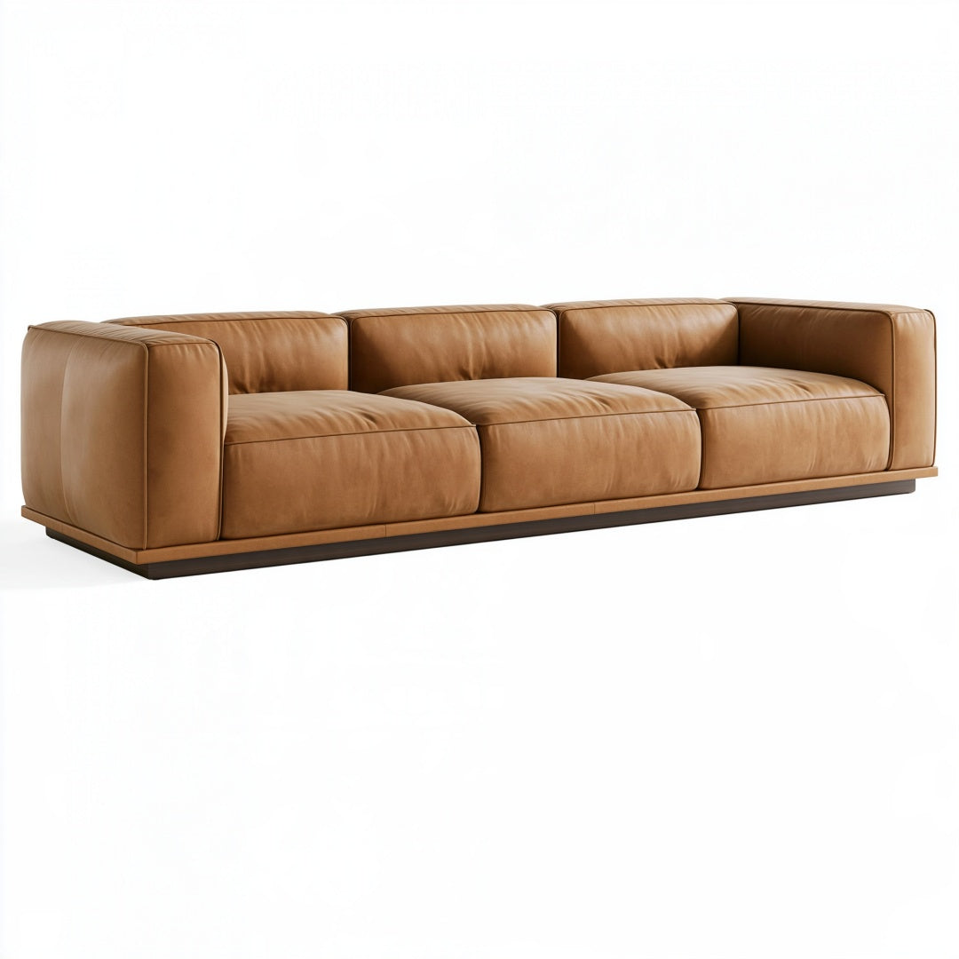 Divano 3 posti 240 x 100 x 75 cm in pelle marrone - stile moderno