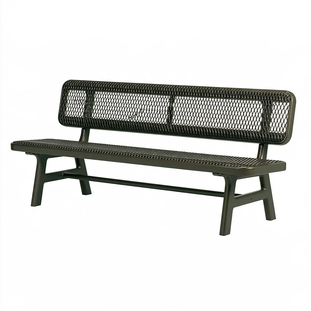 Panca da giardino 150 x 60 x 85 cm in metallo verde scuro - schienale in rete